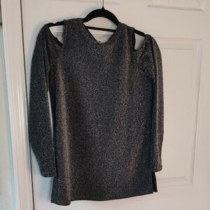 Michael Kors Black and Silver Sparkle Knit Top